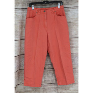 Christopher & Banks Womens Size 10 High Rise Cropped Denim Jeans Coral Orange